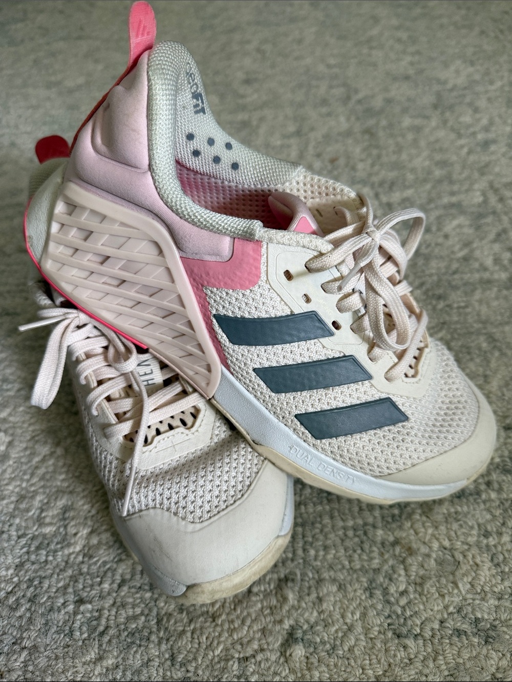 adidas Womens Athletic Shoes Cream Pink Gray